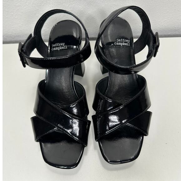 Jeffrey Campbell Amma Platform Slingback Black Sandal Chunky Heels 7.5 - Picture 2 of 16